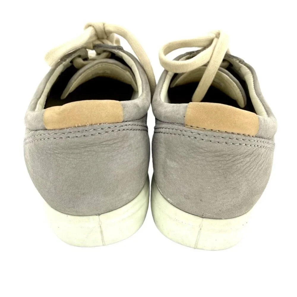 ECCO Soft 7 Grey Soft Suede Leather Lace Up Sneakers SZ 38 EU 8